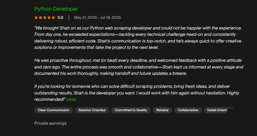 Client review screenshot