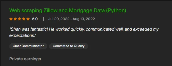 Client review screenshot