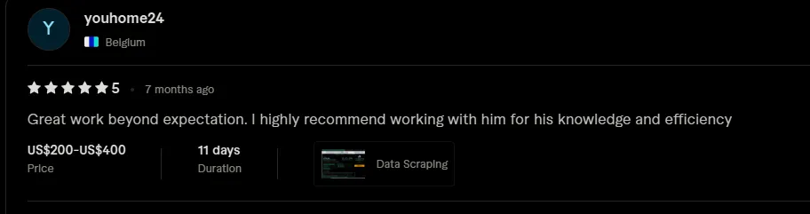 Client review screenshot