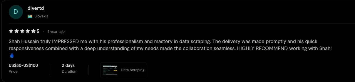 Client review screenshot